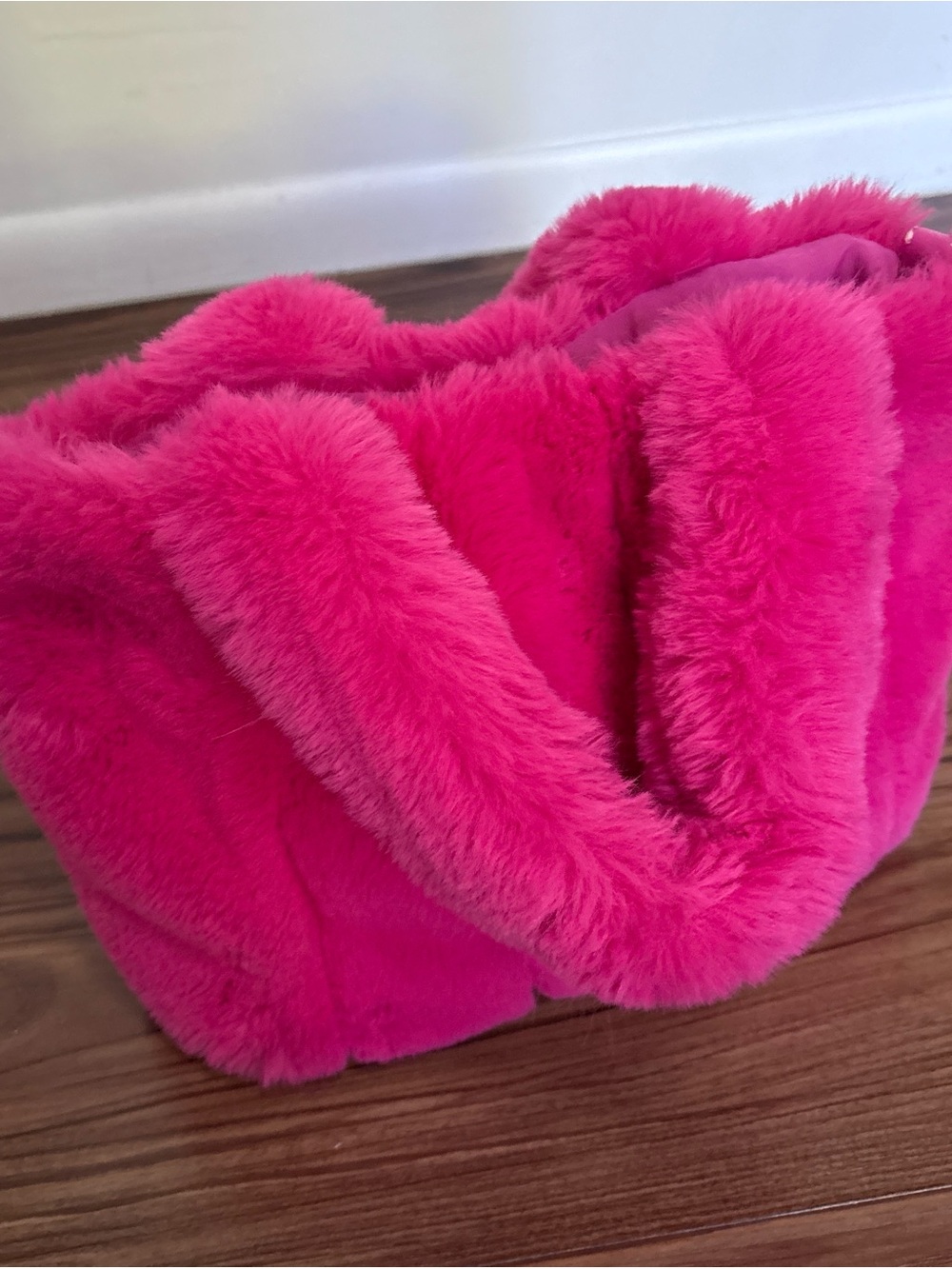 AQUA Pink Faux Fur Fuzzy Bag